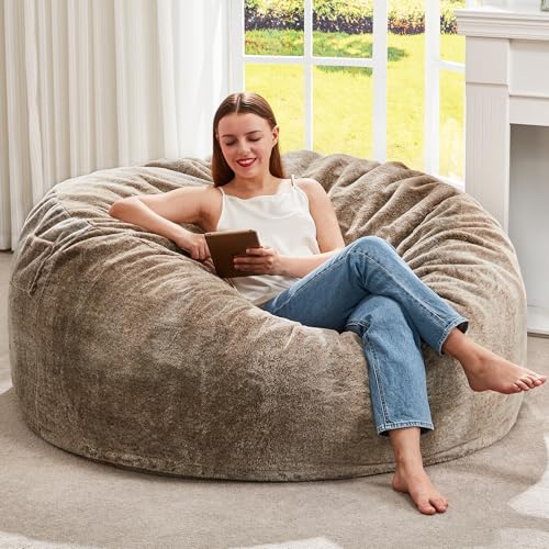 Hobestluk Bean Bag Chair for Adult Giant Beanbag with Filler Brown 4FT