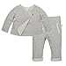 Burt's Bees Baby Baby Organic Kimono Top and Pant Set, Heather Grey, 0-3 Months