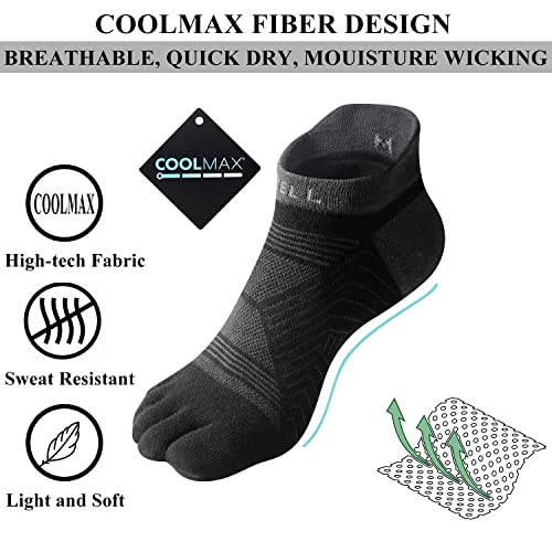 VWELL Toe Socks for Men/Women, COOLMAX Five Finger Socks, High Performance Athletic Toe Socks No Show (3Pairs)3