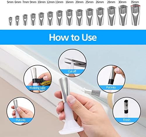 Caulking Gun Kit, 33pcs Caulking Gun Kit, 1/10 Gallon Hand Caulking Gun Drip-Free Smooth Rod with Multifunction Grout Scraper and Caulk Nozzle Finisher Sealant Finishing Tool