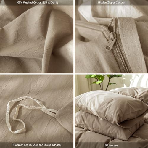 Image of MooMee Duvet Cover Set 100% Washed Cotton Linen Like Super King