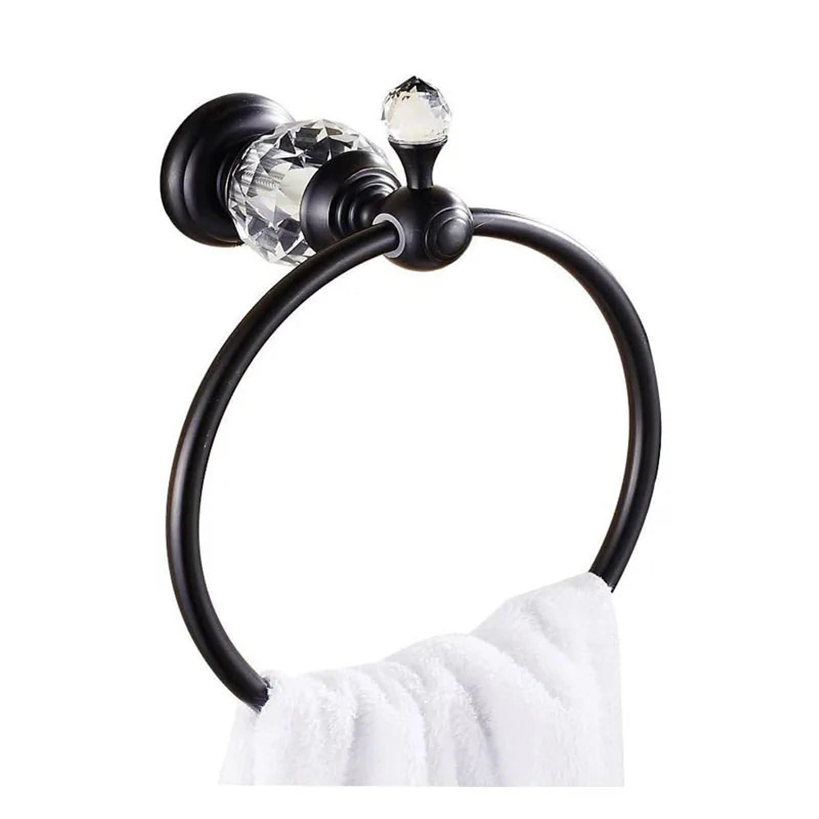 Towel Rail Towel Ring Bathroom Towel Rack Holder Chrome Towel Ring,Towel Bar Bathroom Accessories(Black)