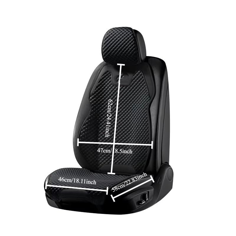 Asiento Coche Universales Cojín Seda Hielo Para Asiento Coche, Ventilación Cómoda Y Duradera, Cubierta Frontal Única Dividida Universal Las Cuatro Estaciones(Black)
