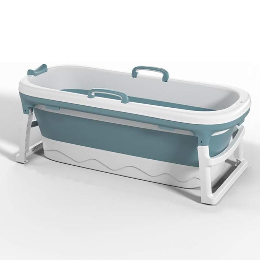 Bañera portátil para adultos azul con barril de vapor y diseño plegable de 138cm