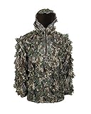 North Mountain Gear Mossy Oak Greenleaf Leafy Camo Hunting Jacket – Lightweight 1/2 Zip Hooded Camo Hunting Hoodie with Kangaroo Pouch – Medium-Large