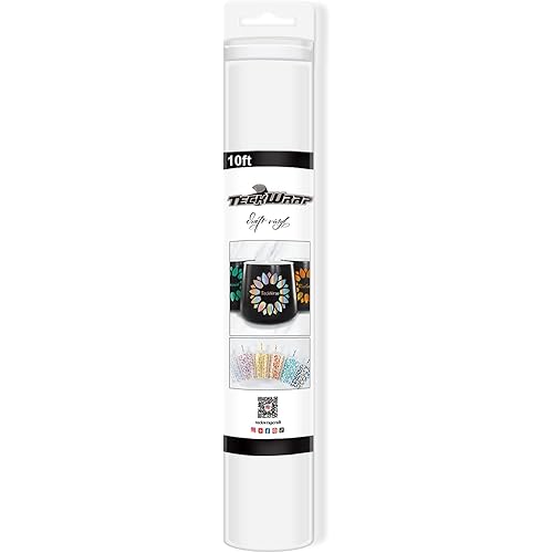 TECKWRAP 001 Vinyl Matte Permanent Adhesive Vinyl for Craft Decal Projects 12" x 10ft, Matte Coconut White