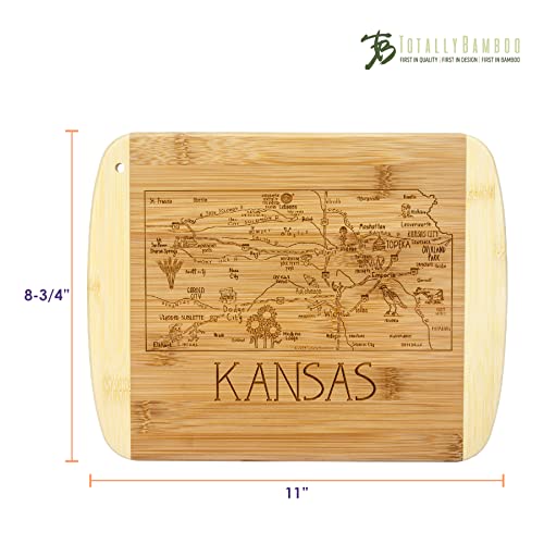 Image of Totally Bamboo A Slice of Life Kansas Engraved Map Cutting Board