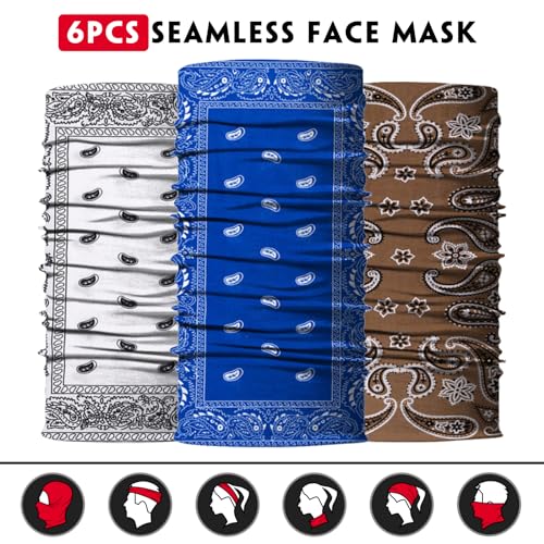 Image of Venswell Neck Gaiter Face Mask Men Women,Seamless Bandana Rave Face Cover Scarf Mask,Balaclava,Headband, Head Wrap,Headwear