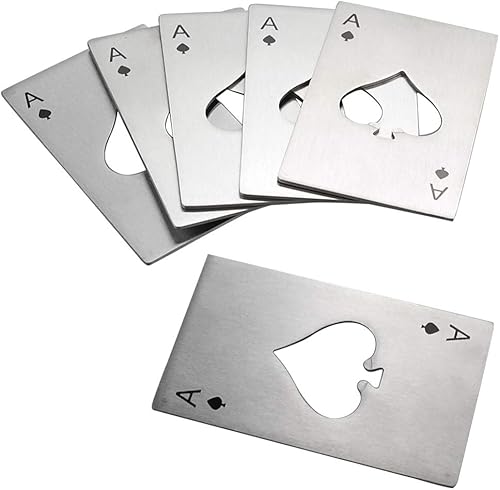 Anbers 6 paquetes de acero inoxidable tarjeta de crédito tamaño abridor, casino póker formó abrebotellas