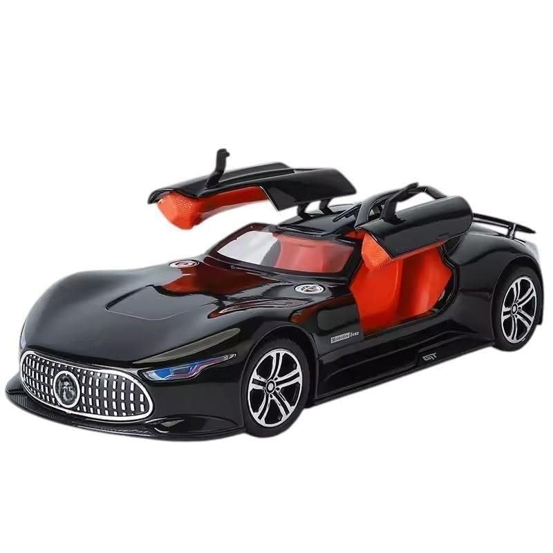 Image of 1 /24 Merceedees Vision GT Future Model Car - Exclusive Alloy Metal Pullback Toy with Openable Doors, Lights, and Music for Kids (1:24 Merceedes Vision - Black)