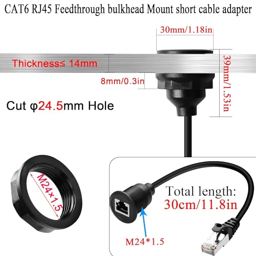 Adaptador cable corto Cat6 RJ45 macho a hembra miniatura 2