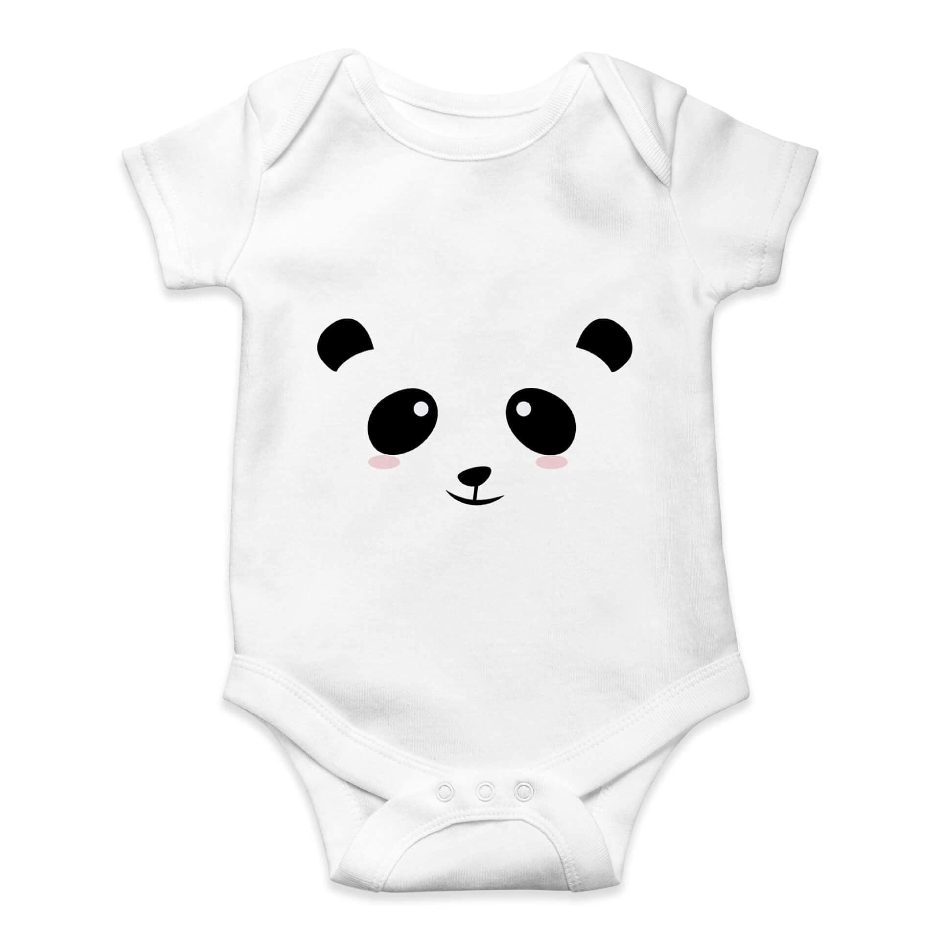 CandyflossCandyFloss 100% Cotton Romper/Onesie/Bodysuit for Baby Boys and Girls - Cute Little Panda (6-9 Month, White)