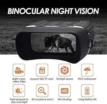 HUDAKWA Night Vision Goggles for Complete Darkness and Day Night Vision Binoculars Wi-Fi with 2.31'' LCD Digital Infrared Hunting, Security, ...