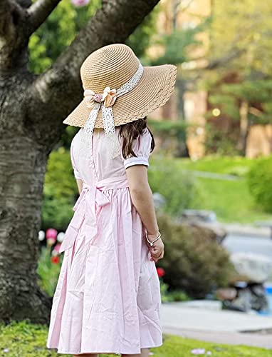Bienvenu Little Girl Kids Summer Straw Hat Wide Brim Floppy Beach Sun Visor Hat3
