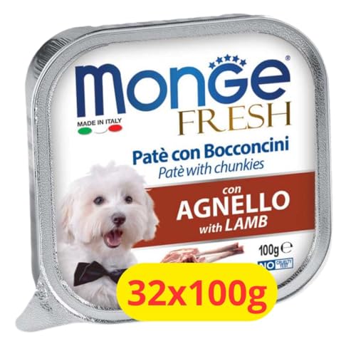 Monge Fresh Umido Cane Patè con Bocconcini con Agnello - 32x100g