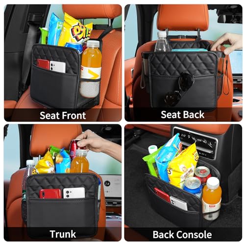 Image of FrgKbTm 2Pack Car Seat Back Organizer, Waterproof Car Backseat Organizer with Cup Holders Large Capacity Hanging Car Storage Bag for Phones Documents Cups Bottle Travel Compatible with Most Vehicles