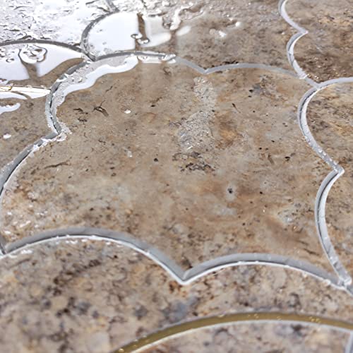 Colamo Luxury Peel And Stick Backsplash,Faux Stone Mix Metal Golden Smart Adhesive Tile,Stick On Arabesque Geometric Waterjet,Accent Wall Mosaic Tile For Kitchen,Bathroom,Fireplace(10,Beige Limestone) #TOP4