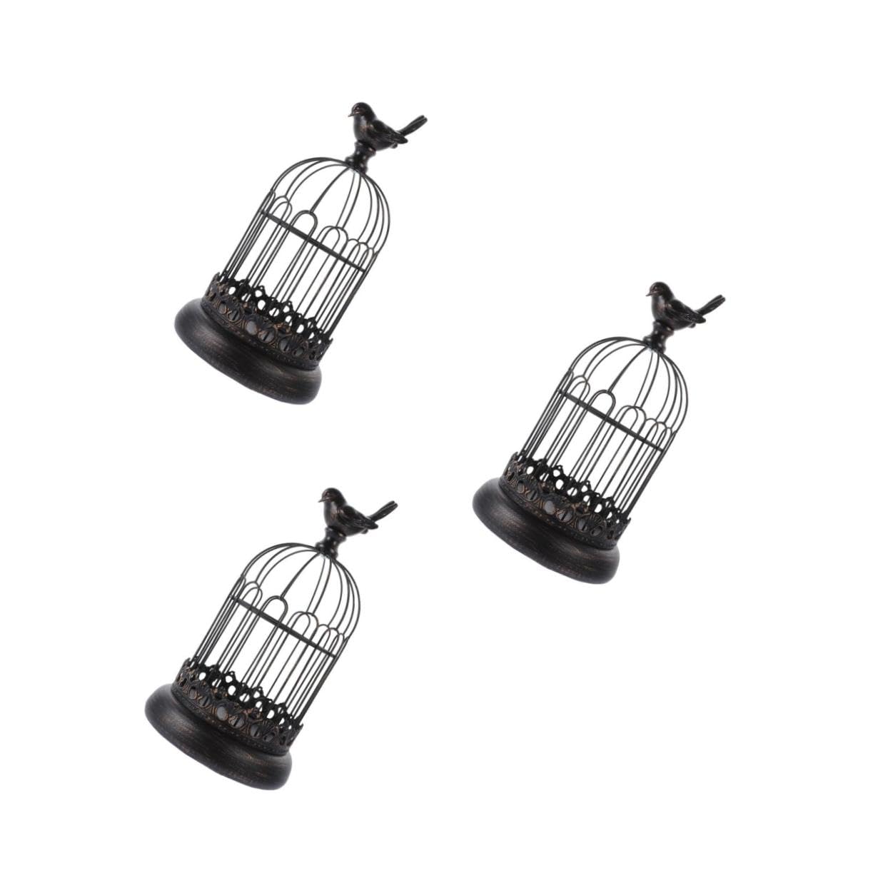 MAGICLULU 3 Stck. Leuchter-Ornament Laterne Fackel Spitzkerzen Kerzenhalter Votiv- Geführte Kerze Solar- Teelichthalter Tiki Kerzenwärmerlampe Vintage Lantern Käfig Docht Eisen Black