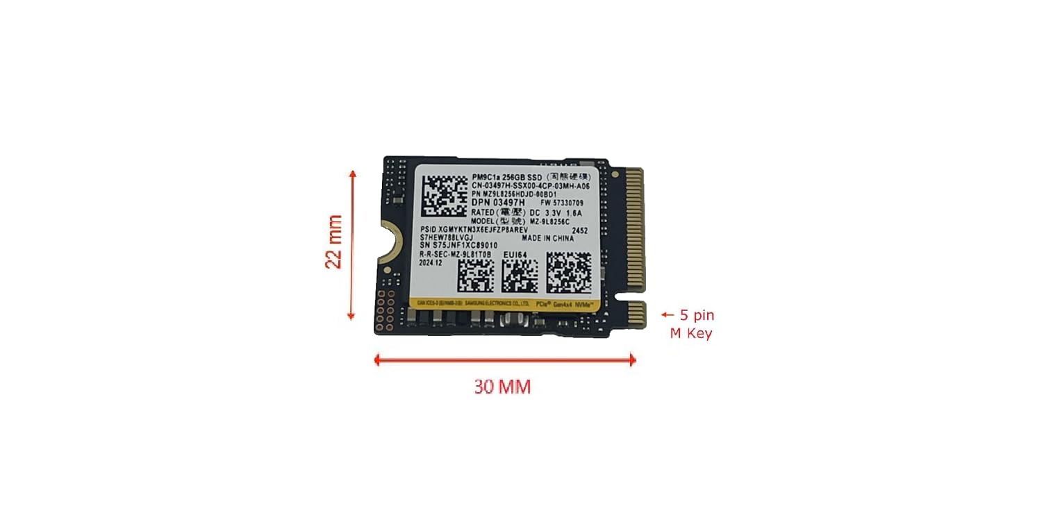 Oemgenuine OEM Samsun 256GB M.2 PCI-e NVME SSD GEN 4X4 Internal Solid State Drive 30mm 2230 Form Factor M Key Steam Deck - Additional View