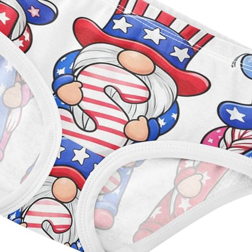 Cotton Girls Underwear Toddlers Cute Gnomes USA Patriotic Panties for Girl Bright Briefs Girls Undies 2t4