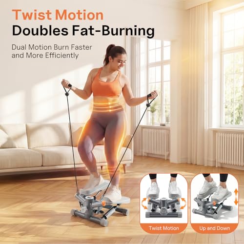 Image of YYJO Steppers for Exercise at Home, Mini Stepper with Resistance Bands Quiet Portable Stair Stepper for Buttocks Lifting and Body Shaping