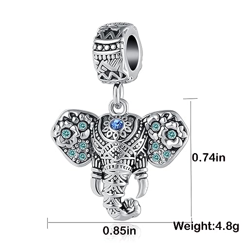 Lucky Elephant Charm Compatible with Pandora Bracelet Good Luck Animal Dangle Bead for Mom Daughter Sister Women Birthday2