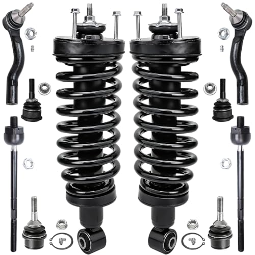 Image of Detroit Axle - Front Struts Kit for Ford 03-05 Crown Victoria Lincoln Town Car Mercury Grand Marquis 03-04 Marauder, 2 Struts Coil Spring 4 Outer Inner Tie Rods 4 Lower Upper Ball Joints Replacement