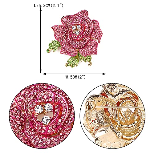 Image of EVER FAITH Women's Austrian Crystal Blooming Beautiful Rose Flower Brooch