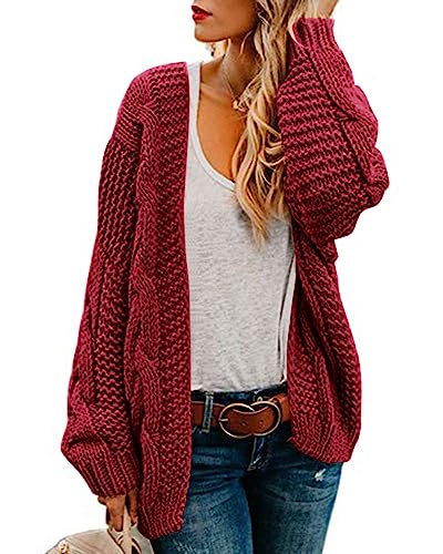 Image of Womens Oversized Chunky Open Front Cardigan Sweaters Cable Knit Long Sleeve Cardigans Outwear Coats