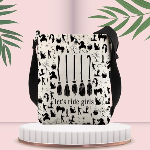 Witch Crossbody Sling Bag Flying Broom Gifts Halloween Magic Broom Movie Cross Body Bucket Purse with Adjustable Strap3