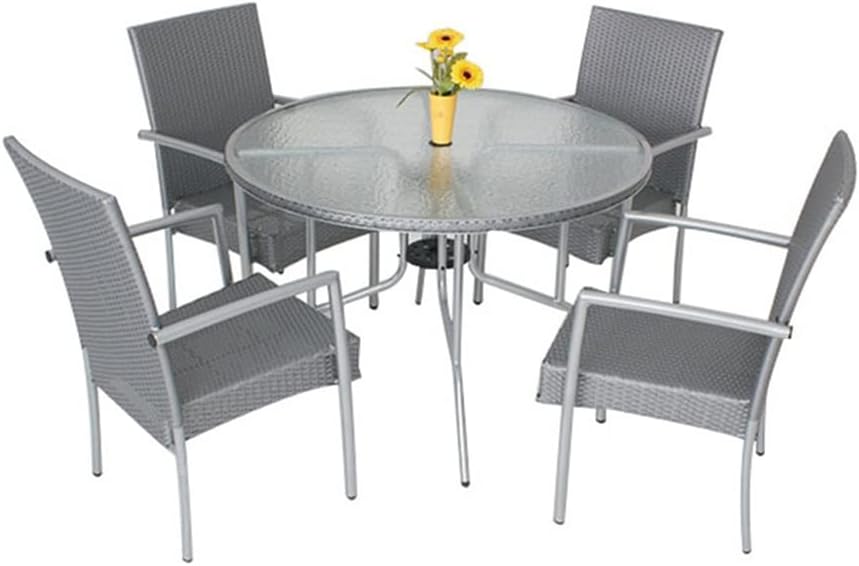 Outdoor Rattan Casual Dining Table and Chairs Sofa Furniture Aluminum Five-Piece Set