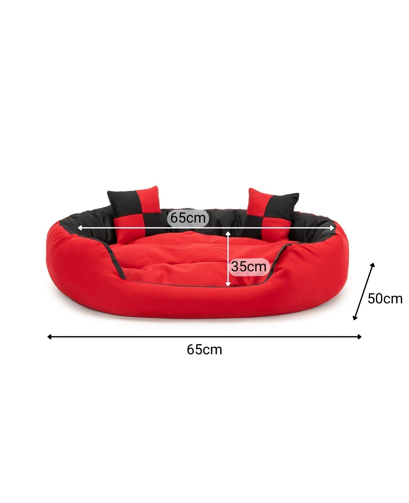 lionto 4 in 1 Lettino per Cane, (M) 85x70 cm Rosso/Nero