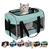 Cat Carrying Case Pet Dog Carrier Soft-Sided Cat Bag Airline Approved, Pet Travel Carrier Up to 15 Lbs, Collapsible Cats Carrier Dog Carrier for Medium Small Cats Dogs(17x11x11 Green)