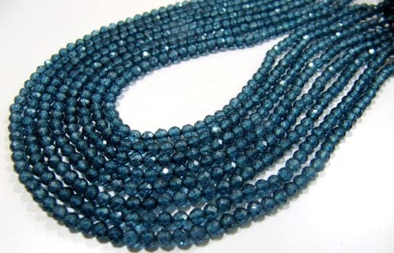 LKBEADS Topaz Rondelle fasetowane koraliki, Londyn niebieski topaz kolor 3 mm koraliki, kamienie szlachetne, 33 cm