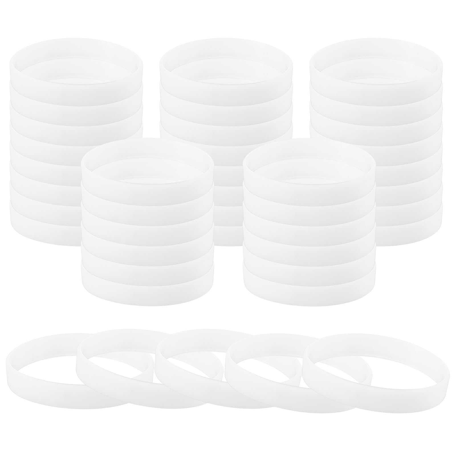 PATIKIL Glow in the Dark Bracelets, 60 Pcs Unisex Silicone Sports Glow Wristbands for Sports Party Games Fashion Decorations White