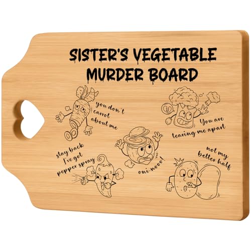 Greatabox Humorous Sister Gifts, Sister Christmas Gifts, Sister Birthday Gifts from Sister, Cutting Board Gifts for Sister on Her Christmas Birthday - Special and Decor Bamboo Cutting Board Kitchen