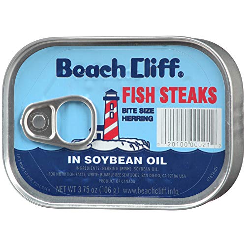 BEACH CLIFF Fish Steaks Bite Size Herring In Soybean Oil, 3.75 Ounce Cans (Pack of 18), High Protein Food, Keto Food and Snacks, Gluten Free Food, High Protein Snacks, Canned Food - Thumbnail 5