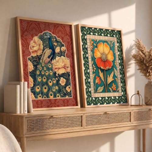 Image of kotart Traditional Madhubani Indian Wall Art Paintings for Living Room | Paintings For Home Decoration | Framed Wall Painting Home Room Bedroom Office Decor | (Art 10, (35x37 Inch), Framed)