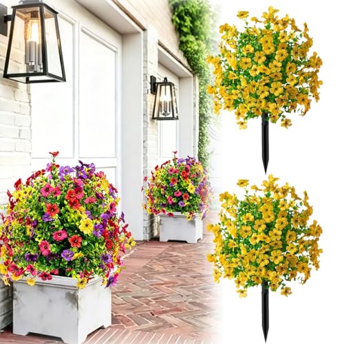 Fuzwiqel Low Maintenance Silk Petunias, Identical 2 Pack Fake Violets
