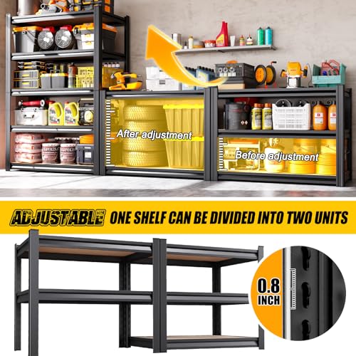 Image of 2-Pack 3-Tier Heavy Duty Garage Shelving Set for Home Storage & Organization, Adjustable Metal Utility Rack for Garage, Pantry, Kitchen, Closet & Household Essentials, 33.5 inchH x 35.4 inchW x 15.7 inchD