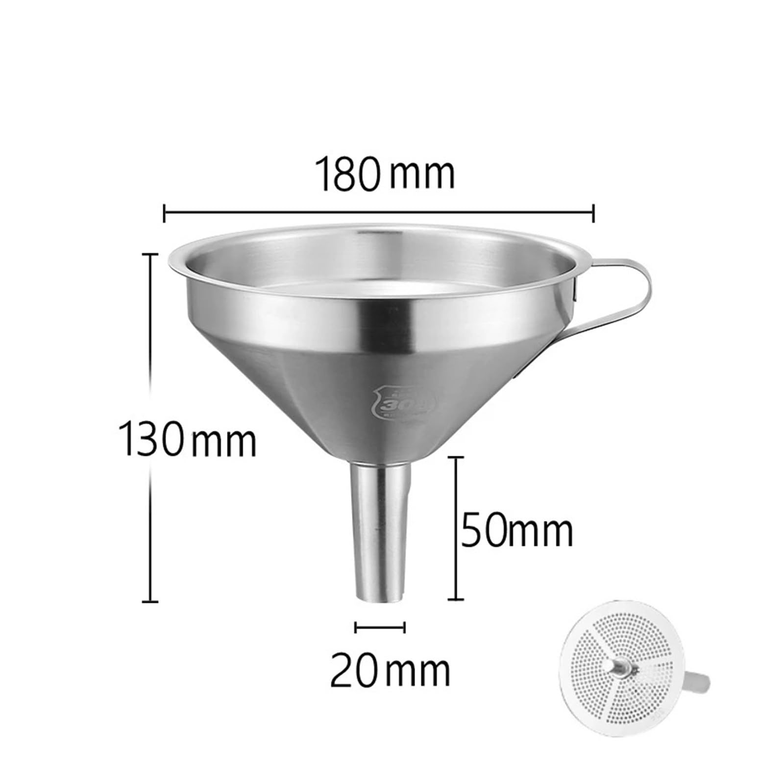 Funnels (hogar y Cocina) Embudo de Acero Inoxidable for Cocina, Embudo de Metal líquido con Filtro Desmontable, Embudo de Boca Ancha for enlatar Herramientas de Cocina