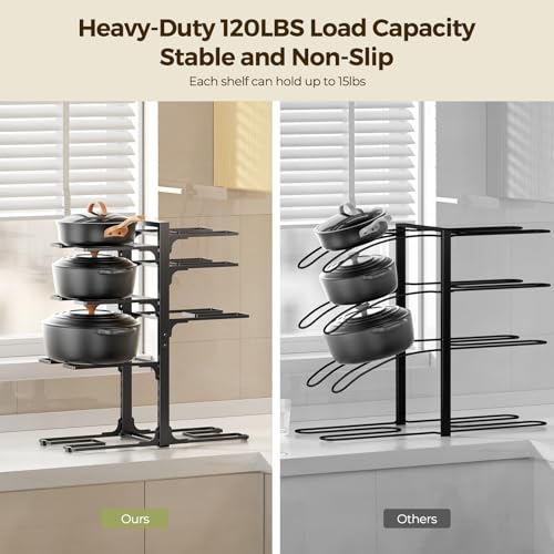LAMU-8-Tier-Heavy-Duty-Pots-and-Pans-Organizer-under-Cabinet-208-H-Adjustable-heavy-duty-pot-rack-holds-stockpots-Dutch-ovens-and-cast-iron-cookware-120-LB-capacity-Fits-inside-cabinet
