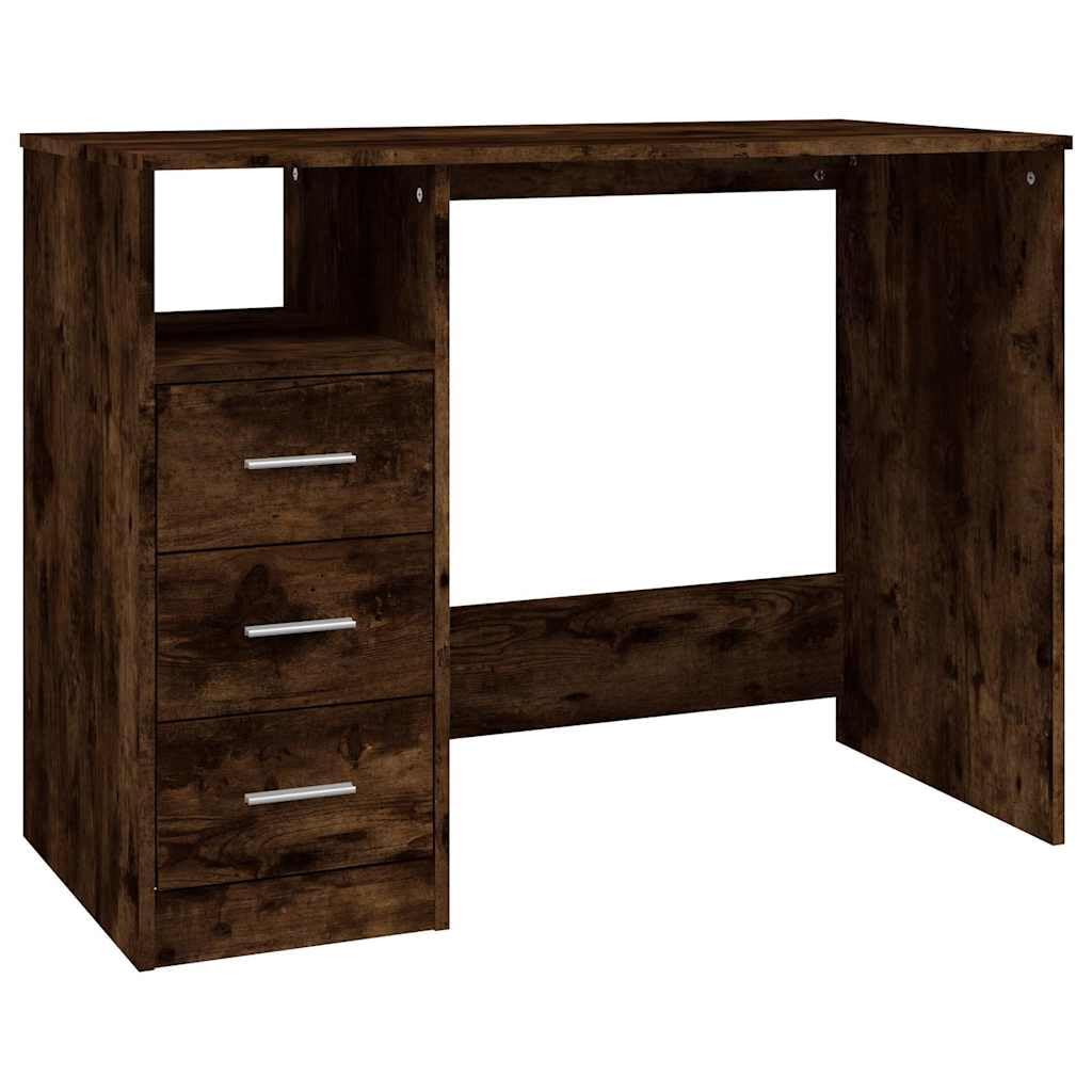 Escritorio con Cajones 102x50x76 cm Madera Trabajada Roble Ahumado