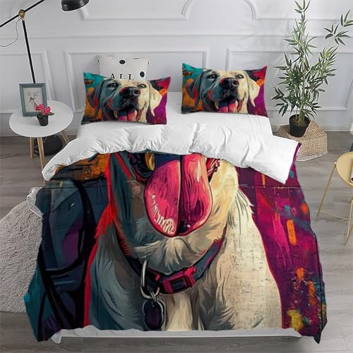 Housse de couette Le Chien Blanc microfibre douce et taies 3D - 6