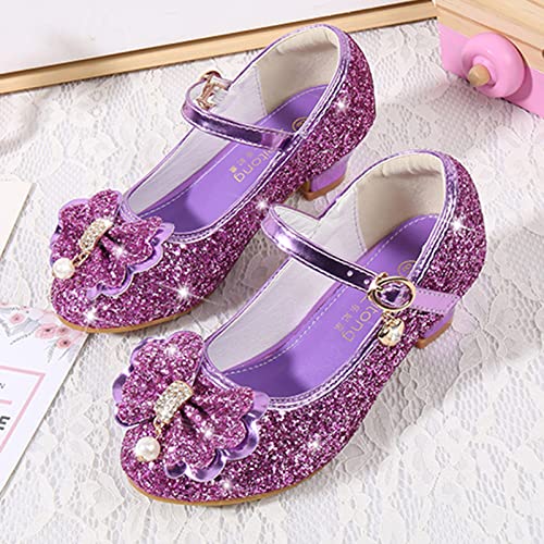 Kid Girls Glittler Mary Jane Shoes Party Dance Shoes Little Kid Big Kid Low Heel Dress Shoes for Wedding (Purple, 10 Little Kid)4