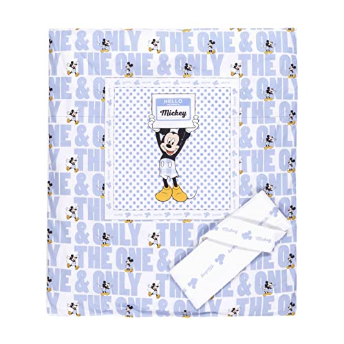 Ellepi Lenzuola Culla Piumino Sacco Neonato Disney Minnie Topolino Carrozzina Set Navicella Completo Lenzuolo lenzuolino neonata corredino Biancheria Federa (Topolino Hello Cielo)