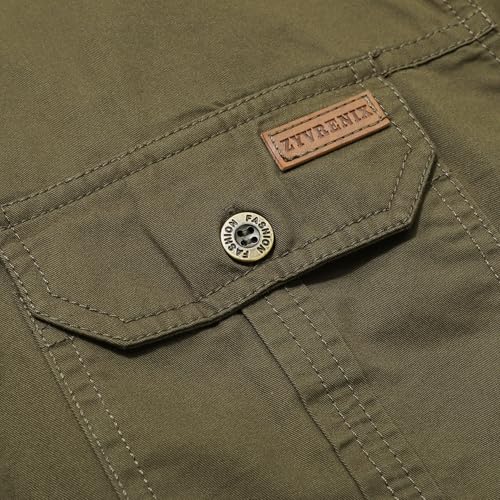 Men's Long Sleeve Button Down Cotton Shirts with Pockets - image 2