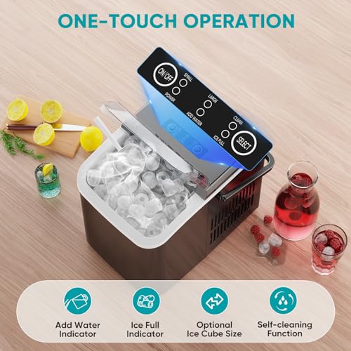Image of NEWBULIG Ice Makers Countertop with Handle, Portable Ice Machine, 9 Bullet Ice Cubes in 6 Mins, 26lbs in 24Hrs, Auto-Cleaning, with Basket and Scoop, for Home, Kitchen, RV, Camping,Black