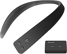 Panasonic WN10 Wireless Wearable TV Neck Speaker with Easy Set Up, Bluetooth, Connect to Two Devices, Built-in Microphone for Hands-Free Calling, Splashproof with IPX4 - SC-WN10PP-K