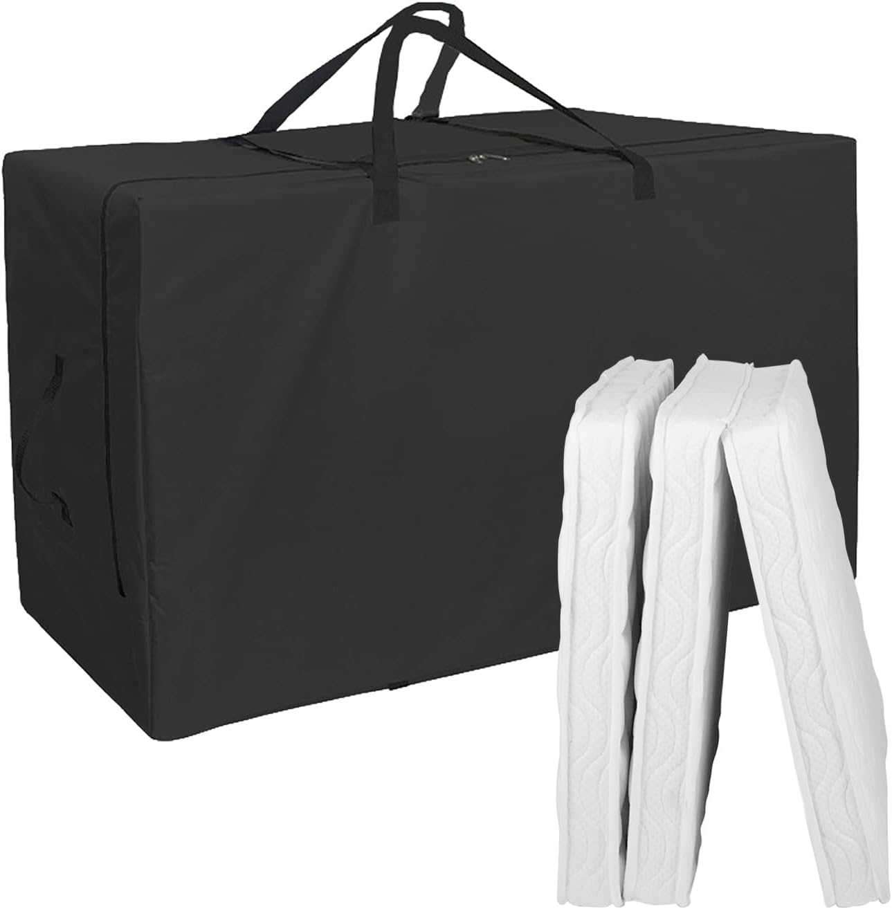 UOIENRT 420D Oxford Cloth Folding Mattress Storage Bag, Mattress Portable Bag with Zipper for 3-4 Inch Double Three Fold Mattress (61x28x18inch)